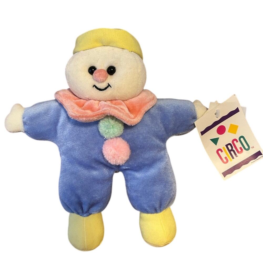 Vintage Circo Target Baby Clown Plush Blue Velour 1991 Stuffed Animal Nursery
